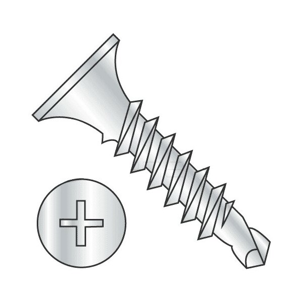 Newport Fasteners Self-Drilling Screw, #6 x 1-1/4 in, Zinc Plated Steel Flat Head Phillips Drive, 6000 PK 501572-6000 - main